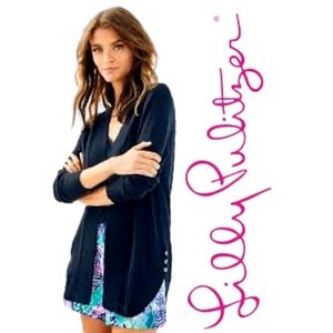 Lilly Pulitzer Micaila Sweater Cardigan in Onyx Metallic Sz Small